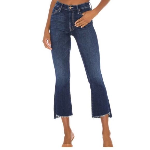 MOTHER Denim - MOTHER The insider crop fray jeans size‎ 25 in off limit blue shark hem